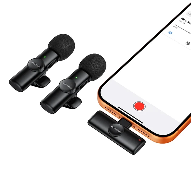 Беспроводная микрофонная система BOROFONE BFK16A dual-mic Type-C черная - изображение 3