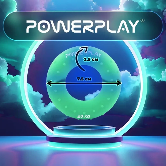 Еспандер кистьовий силіконовий PowerPlay PP-4338 Hand Grip Medium 20 кг. Зелений (PP_PP_4338_Green_20kg) - изображение 8
