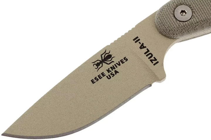 Ніж Esee Knives Izula II, лезо Plain Desert Tan 1095 High Carbon, руківя Micarta Desert Tan, піхви Plastic, IZULA-II-DT - изображение 2