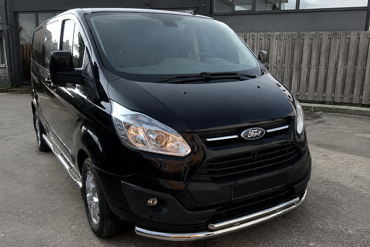 Передняя защита ST014 (нержавейка) 60/42 мм для Ford Custom 2013-2022 гг - Фото 1 Передняя защита ST014 (нержавейка) 60/42 мм для Ford Custom 2013-2022 гг - изображение 1
