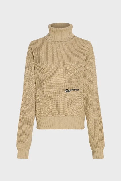 Жіночий бежевий вовняний светр oversized rollneck Karl Lagerfeld Jeans XL 246J2003 - Фото 1 Жіночий бежевий вовняний светр oversized rollneck Karl Lagerfeld Jeans XL 246J2003 - изображение 1
