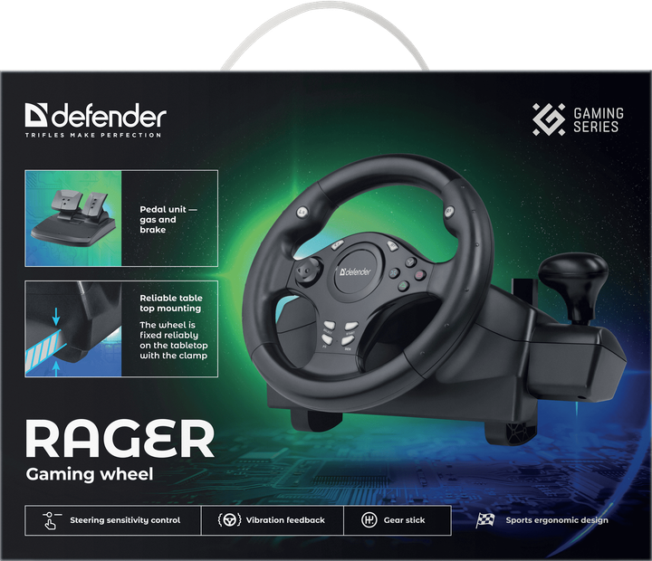 Ігрове кермо Defender Rager Black (64067) (7293241) - Фото 8 Ігрове кермо Defender Rager Black (64067) (7293241) - изображение 8