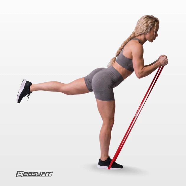 Гумова петля EasyFit Power Bands 2-15 кг червона (для фітнесу, тренувань, підтягувань, гума для турніка, гумка-еспандер) EFPB215-R - зображення 2