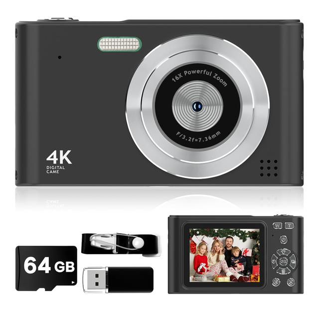 Цифровая камера VYNCS H15 50 МП 1080P FHD: компактный фотоаппарат, 16х зум, карта памяти 32 ГБ, Black - изображение 3