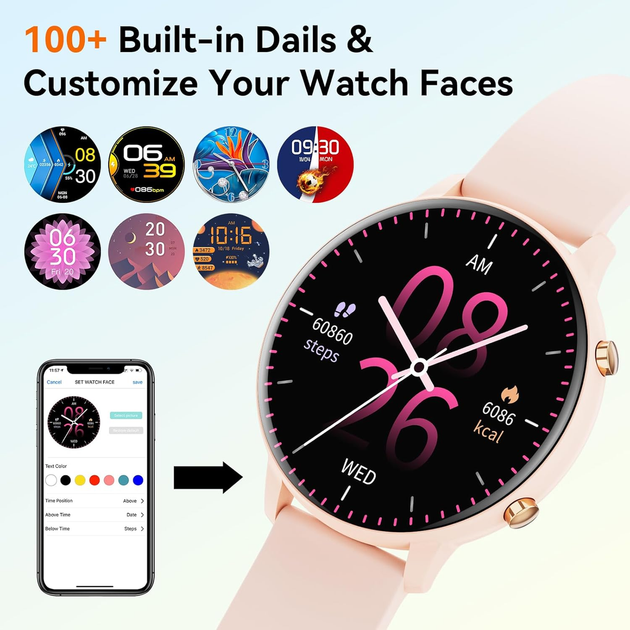 Смарт-годинник Hwagol 1.39" HD, Bluetooth дзвінки, 140+ спортивних режимів, пульсометр, монітор сну, IP67, Android/iOS - зображення 7