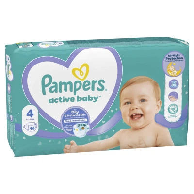 Підгузки Pampers Active Baby Maxi Розмір 4 (9-14 кг) 46 шт - Фото 2 Підгузки Pampers Active Baby Maxi Розмір 4 (9-14 кг) 46 шт - зображення 2