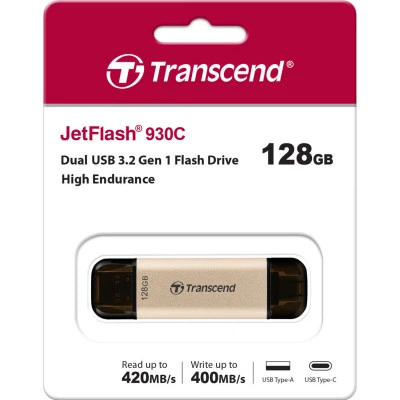 USB флеш накопичувач Transcend 128GB JetFlash 930 Gold-Black USB 3.2/Type-C - зображення 8