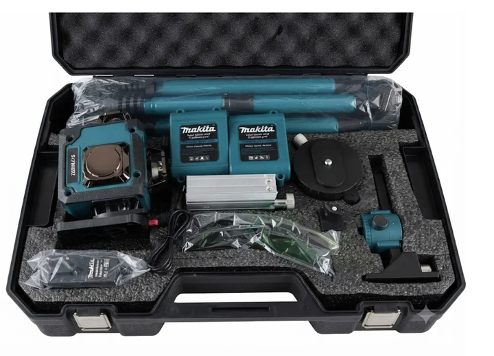 Лазерные уровни Makita Лазерный уровень Makita SK700GDZ 4D Нивелир на 16 зелёных линий Строительный лазер со штативом кейсом и двумя аккумуляторами - изображение 8