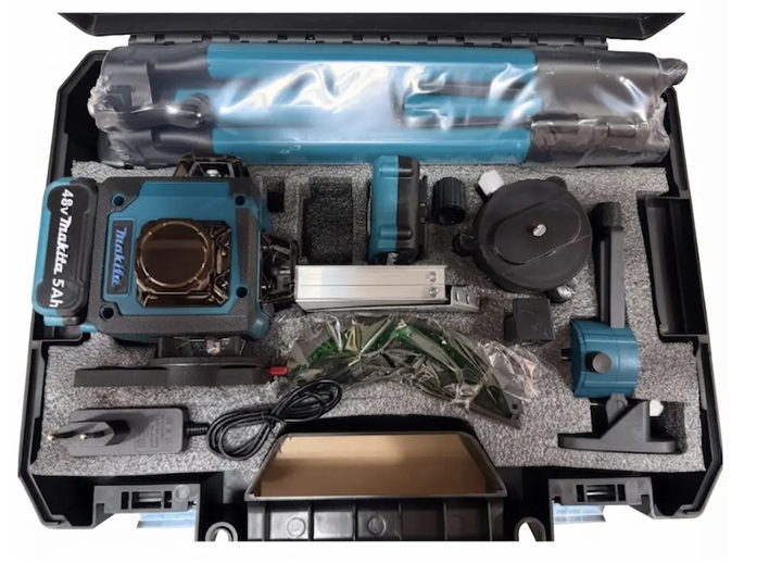 Лазерные уровни Makita Лазерный уровень Makita SK700GDZ 4D Нивелир на 16 зелёных линий Строительный лазер со штативом кейсом и двумя аккумуляторами - изображение 9