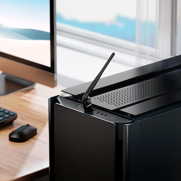 USB WiFi адаптер Hoco HI37 черный для беспроводного подключения к интернету - изображение 6