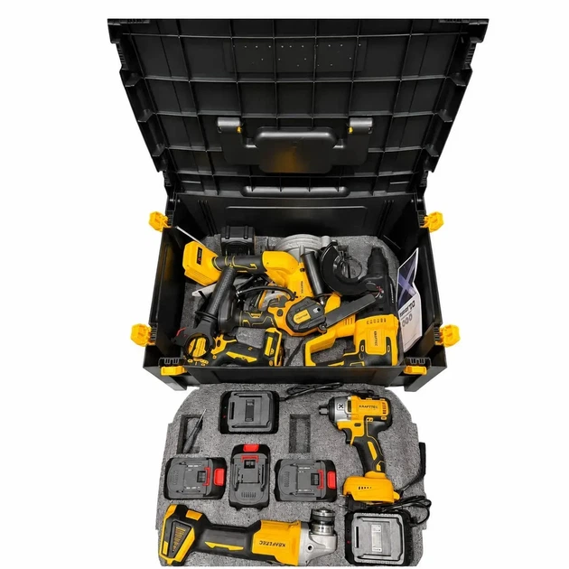 Набор инструментов Krafftec 6в1 48V 6.0Ah з 4 аккумуляторами та 2 зарядками - Фото 7 Набор инструментов Krafftec 6в1 48V 6.0Ah з 4 аккумуляторами та 2 зарядками - изображение 7