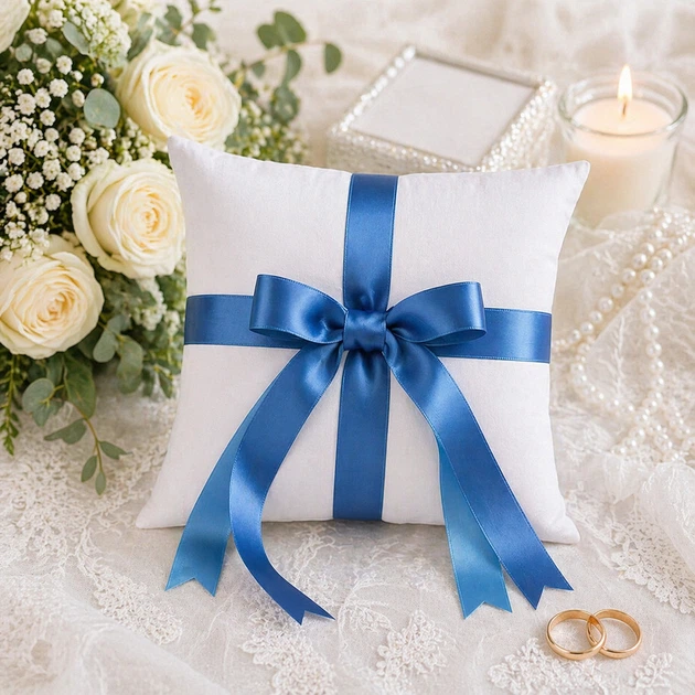 Весільна подушечка для обручок «Blue Classic Love» (0721-2) - Фото 3 Весільна подушечка для обручок «Blue Classic Love» (0721-2) - зображення 3