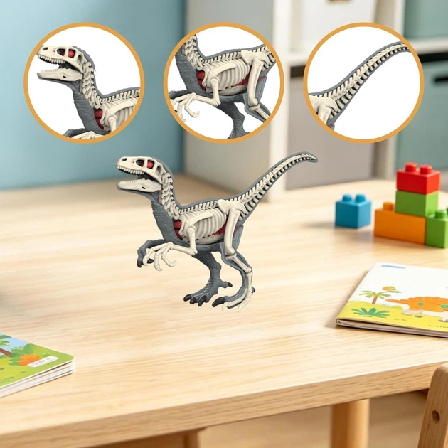 3D пазл-скелет динозавра Velociraptor 3105, анатомическая модель с органами, учебный набор 6+ - изображение 3
