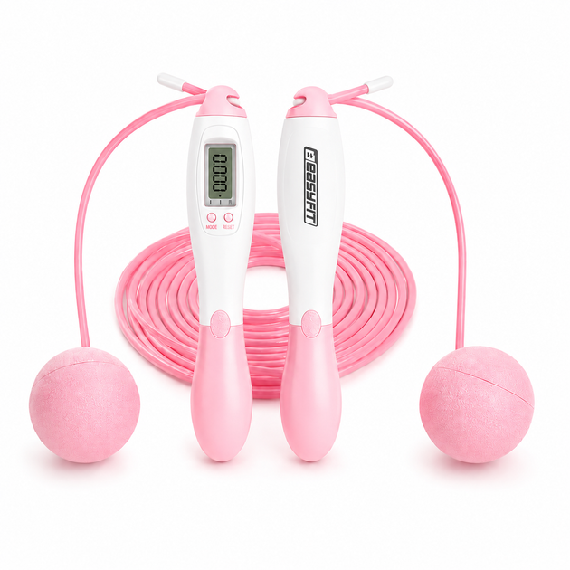 Скакалка скоростная для похудения (беспроводная) EasyFit TwinRope EF-1909-WP (с счетчиком) 2,8 м Белый-розовый - Фото 1 Скакалка скоростная для похудения (беспроводная) EasyFit TwinRope EF-1909-WP (с счетчиком) 2,8 м Белый-розовый - изображение 1