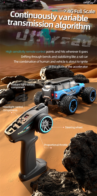 Радиоуправляемая машинка ZLL SG201 PRO 1:20 4WD на пульте управления до 40 км/ч, RC внедорожник, монстр-трак, вездеход, аккумулятор - изображение 8