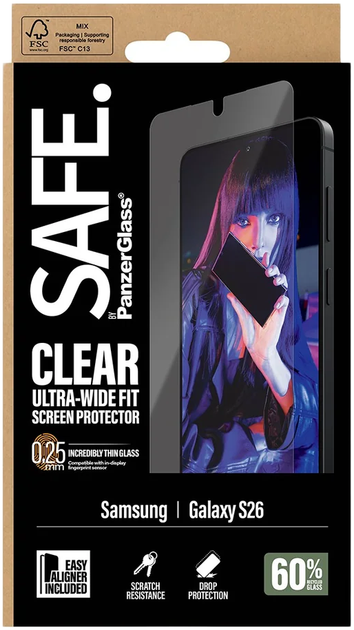 Захисне скло Panzer Glass SAFE. для Samsung Galaxy S26 Transparent (SA18831) - зображення 3