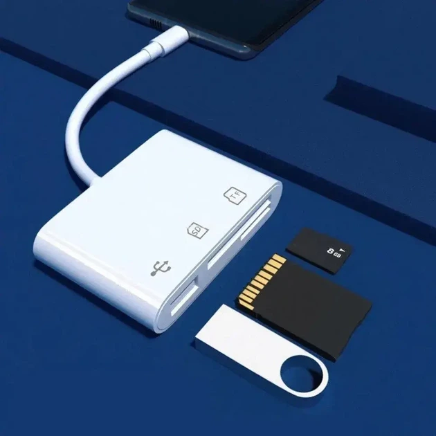 Адаптер Type-C 3 в 1 TF, SD кардридер Memory Card Reader - Фото 4 Адаптер Type-C 3 в 1 TF, SD кардридер Memory Card Reader - изображение 4