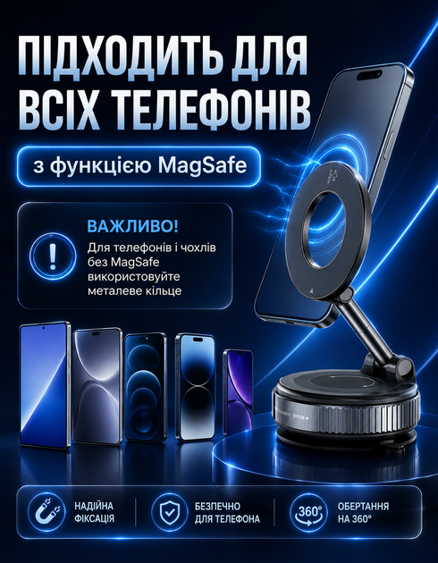 Держатель для телефона Vacuum Magnetic К-007 магнитный для android и iPhone смартфона - изображение 2