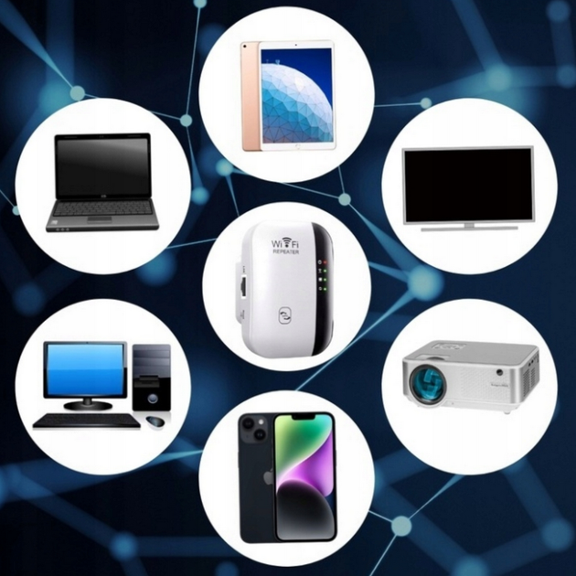 WiFi усилитель сигнала 300 Мбит/с 2.4GHz репитер расширитель сети до 232 м² усилитель интернета для дома офиса квартиры - изображение 7