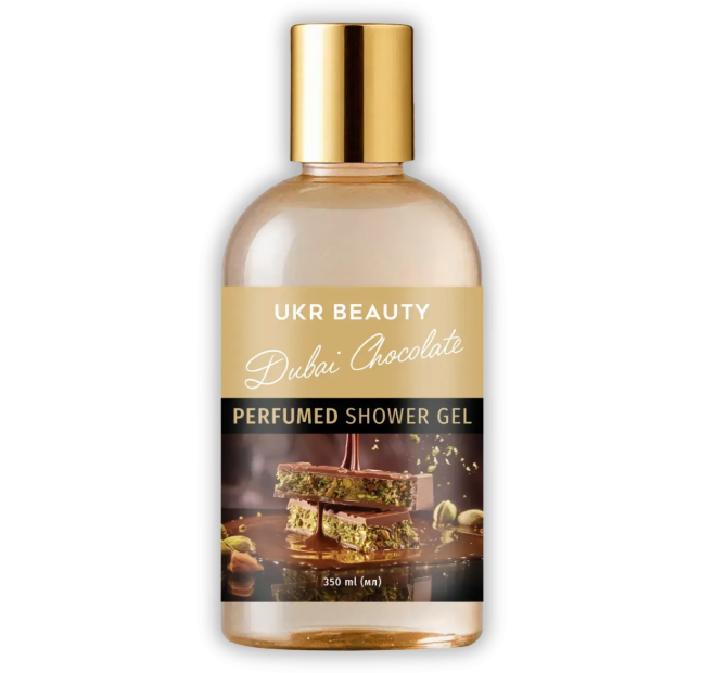 Гель для душу парфумований Ukr Beauty Dubai Chocolate, 350 мл - Фото 1 Гель для душу парфумований Ukr Beauty Dubai Chocolate, 350 мл - изображение 1