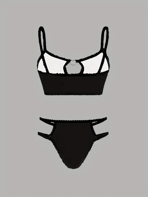 Комплект жіночої білизни Хелоу Кіті Топ і трусики Hello Kitty Lingerie Set Аніме Санріо Y2K тренд (чорний) M - зображення 2