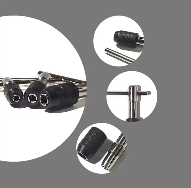 Т-образный вороток с набором метчиков (М3, М4, М5, М6, М8) Tap Wrench метчикодержатель для нарезания внутренней резьбы в отверстиях 3-6 мм, серебристый (108935127) - изображение 5