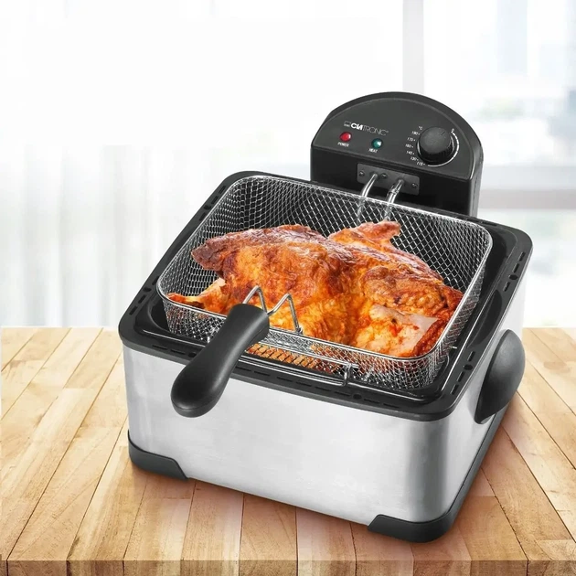 Фритюрница Clatronic FR 3195, 4 л, 2 корзины, 2000 Вт, нержавеющая сталь, холодная зона - изображение 7
