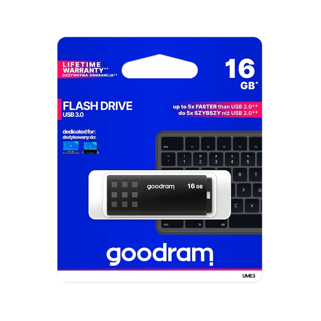 Флеш-накопитель Goodram UME30 USB 3.2 16GB Black (TGD-UME30160K0R11) - Фото 1 Флеш-накопитель Goodram UME30 USB 3.2 16GB Black (TGD-UME30160K0R11) - изображение 1
