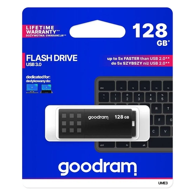 Флеш-накопичувач Goodram UME31 USB 3.2 128GB Black (TGD-UME31280K0R11) - Фото 1 Флеш-накопичувач Goodram UME31 USB 3.2 128GB Black (TGD-UME31280K0R11) - зображення 1
