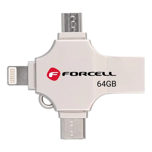 Флешка Forcell F-Data Metal Quad 64GB USB 3.2 Gen 1 Silver (5903396391842) - зображення 2
