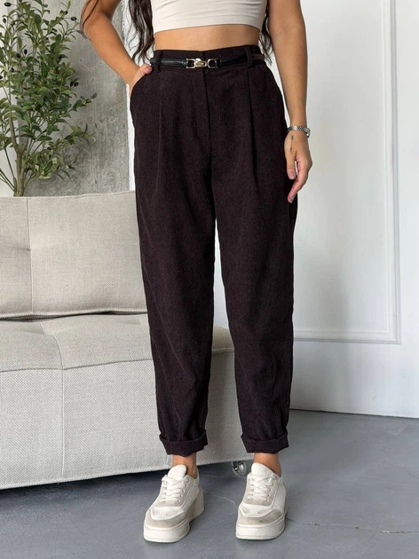 Жіночі вельветові брюки звужені донизу Uaclothes 42-44 Коричневий (like39211-196481349) - изображение 2