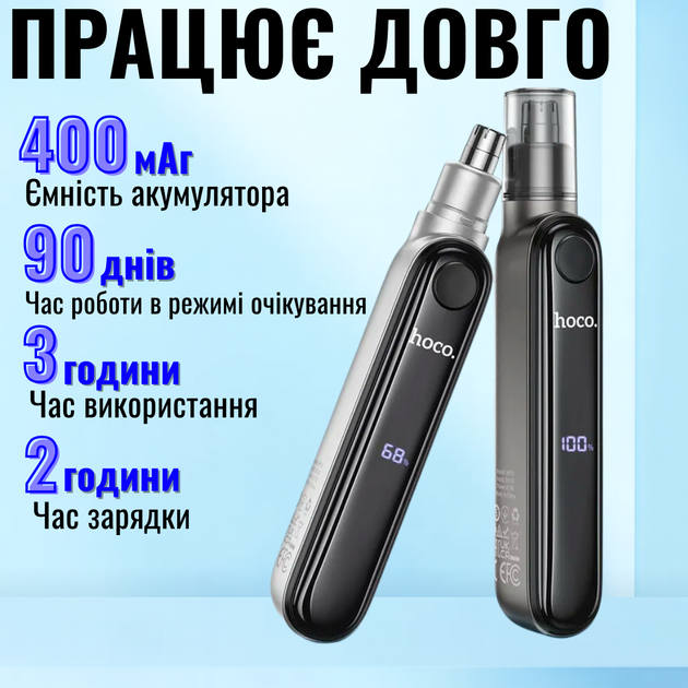 Машинка для стрижки волос 5650 об/мин 400 мАч Hoco HP33 Металлический серый - изображение 9