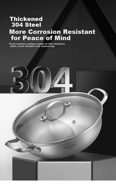 Каструля Maxcook MCT2010 з нержавіючої сталі 304, 28 см, тришарова - зображення 2