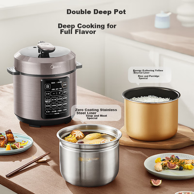Скороварка электрическая Midea Deep Soup Series 5л сталь без покрытия двойная чаша MY-E5924G для 4-6 персон - изображение 4