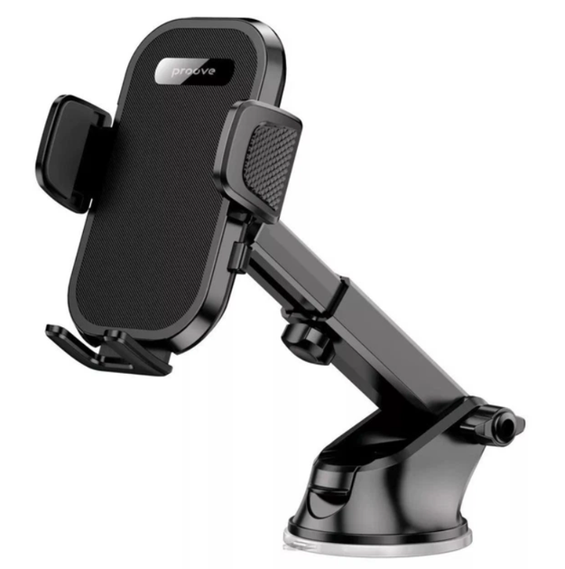 Автотримач Proove Longway Plaid Suction Type Car Mount на панель і скло для телефону 4.7–6.9", вакуумний, чорний - Фото 1 Автотримач Proove Longway Plaid Suction Type Car Mount на панель і скло для телефону 4.7–6.9", вакуумний, чорний - зображення 1