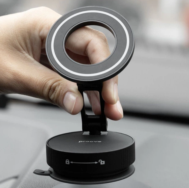 Автодержатель вакуумный Proove Mag Max Suction Type магнитный на панель и стекло для телефона MagSafe, черный - изображение 3