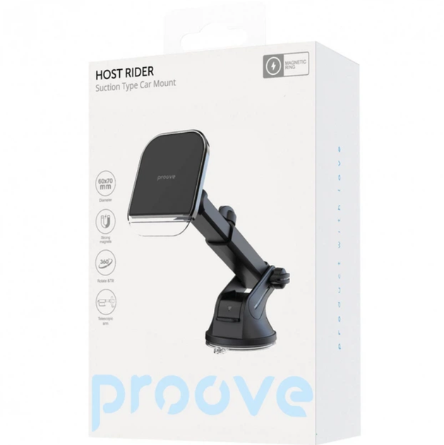 Автодержатель Proove Host Rider Suction Type Car Mount магнитный на панель и стекло для телефона, вакуумный, черный - Фото 7 Автодержатель Proove Host Rider Suction Type Car Mount магнитный на панель и стекло для телефона, вакуумный, черный - изображение 7