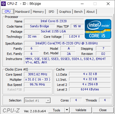 Процессор Intel Core i5-2320 4 ядра 4 потока LGA1155 до 3.3 ГГц б/у - изображение 3