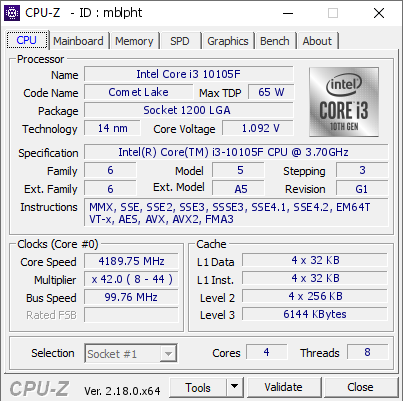 Процесор Intel Core i3-10105F 4 ядра 8 потоків LGA1200 до 4.4 ГГц б/в - зображення 3