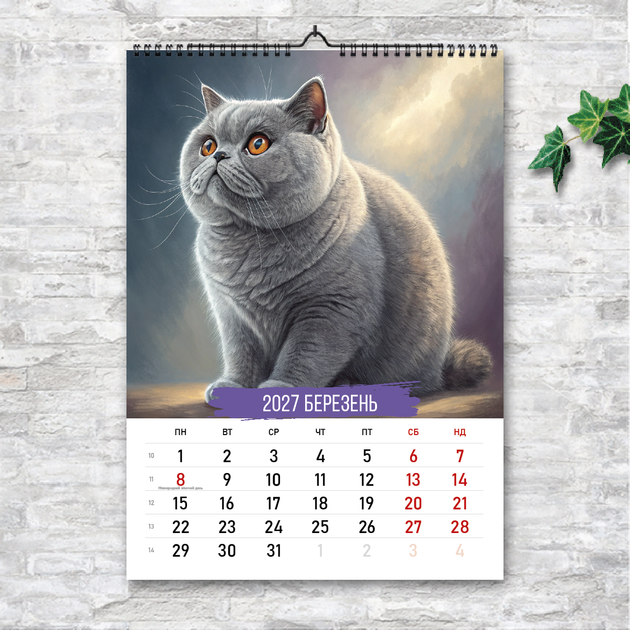 Календарь А4 (210х297 мм) перекидной настенный Коты. Портреты. 13 листов ENTERSTORE (art. 269010а4) - Фото 4 Календарь А4 (210х297 мм) перекидной настенный Коты. Портреты. 13 листов ENTERSTORE (art. 269010а4) - изображение 4