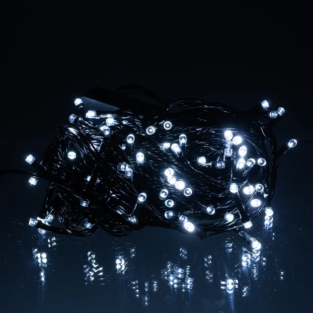 Світлодіодна гірлянда «Нитка» 10 м, 120 LED, Біле світло, чорний провід 8 режимів роботи новорічна гірлянда - зображення 3