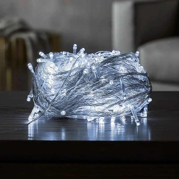Новорічна гірлянда нитка 18 м 180 LED Біле світло білий провід кімнатна гірлянда на ялинку - Фото 8 Новорічна гірлянда нитка 18 м 180 LED Біле світло білий провід кімнатна гірлянда на ялинку - зображення 8