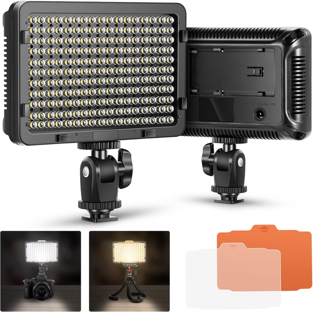Накамерный LED видеосвет NEEWER 176 LED 5600K, регулировка 10–99%, дисплей, 1/4″, для DSLR - изображение 2