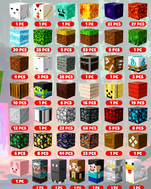 Магнитный конструктор Minecraft 500 шт по игре Майнкрафт Крепость Mk001022.5 - изображение 5