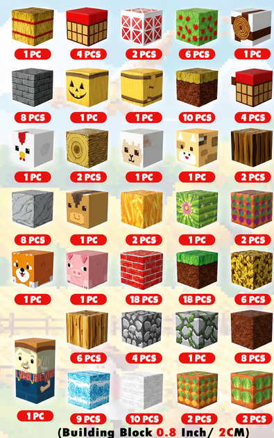 Магнітний конструктор Minecraft 150 шт по грі Майнкрафт Млин Mk001065 - зображення 3