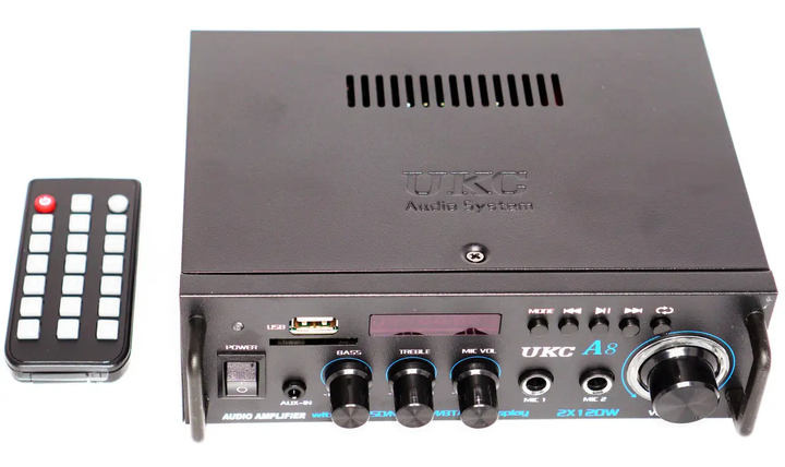 Стереопідсилювач звуку UKC A8 2CH USB SD FM AUX Компактний інтегральний аудіопідсилювач 2х120 Вт Підсилювач для колонок з пультом ДК - изображение 3