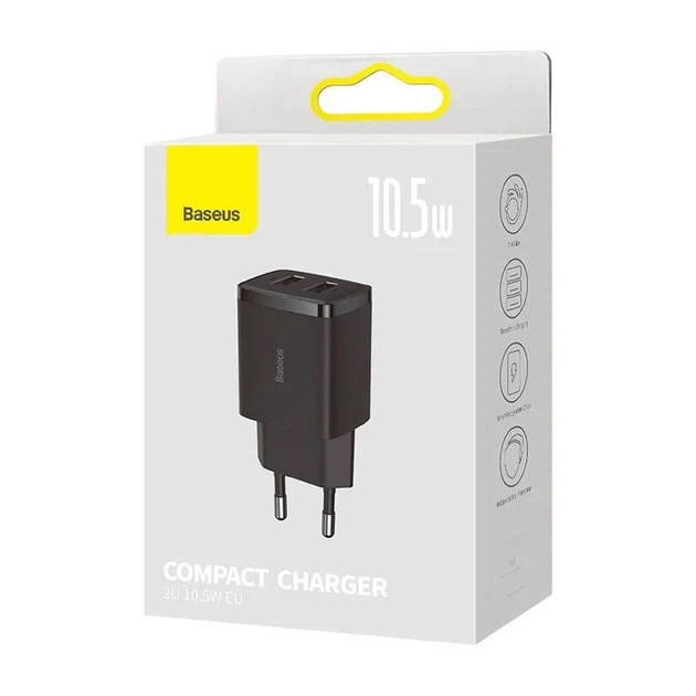 Мережевий зарядний пристрій Baseus Compact Charger 10.5W Black CCXJ010201 - зображення 9