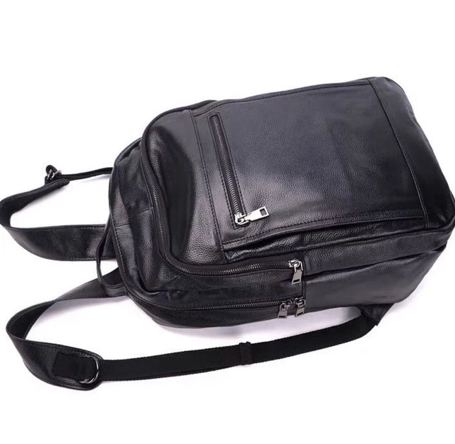 Кожаный мужской рюкзак для ноутбука и поездок черный Tiding Bag D3-93438 - Фото 3 Кожаный мужской рюкзак для ноутбука и поездок черный Tiding Bag D3-93438 - изображение 3