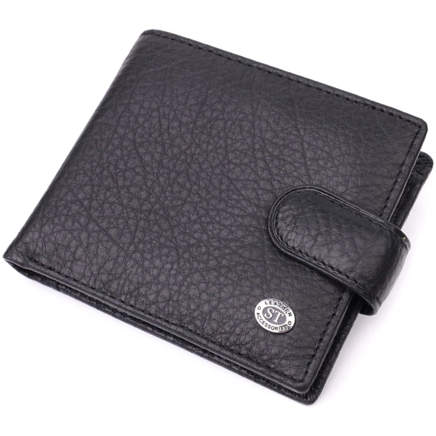 Чоловічий гаманець зручного розміру ST Leather 22471 чорний - Фото 5 Чоловічий гаманець зручного розміру ST Leather 22471 чорний - зображення 5