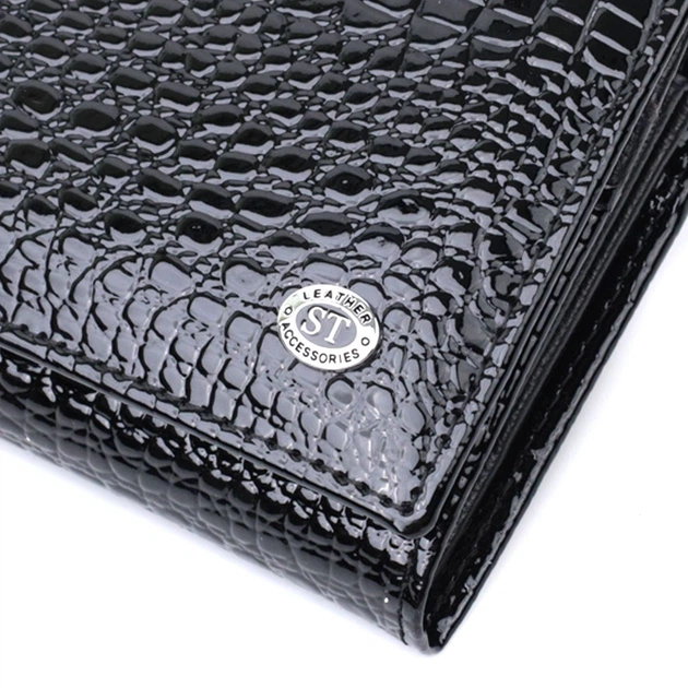 Женский кошелек из натуральной лакированной кожи ST Leather 22679 черный - изображение 5